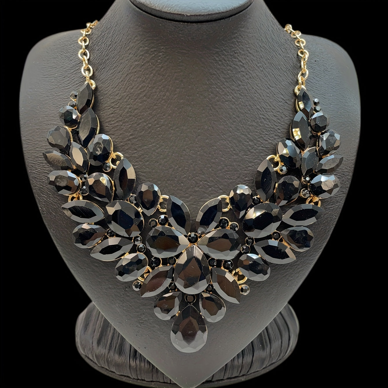 Faux Crystal Bib Necklace with Colorful Iced Out Design for Parties and Events