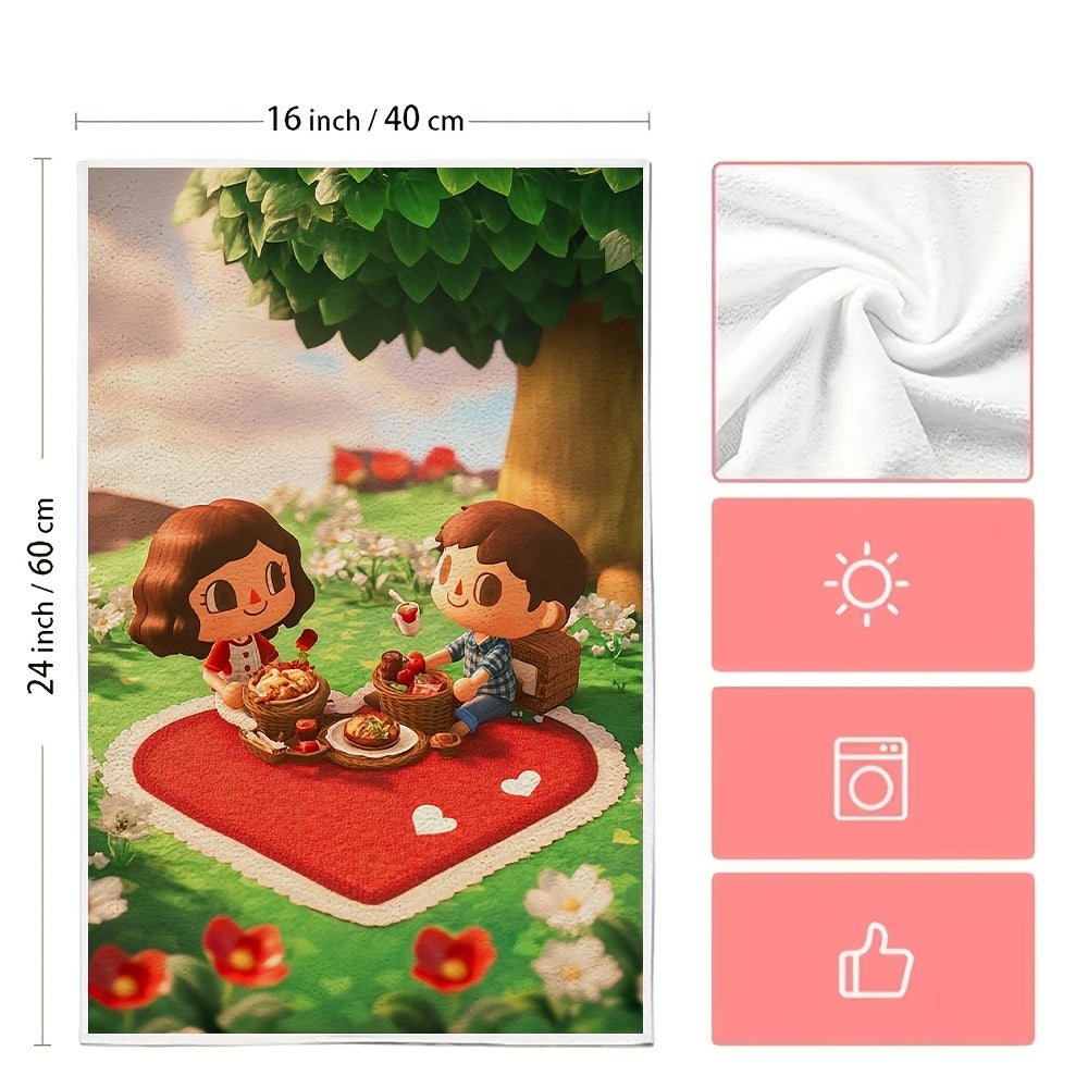Two-Pack Kitchen Towels Ultra Soft Polyester Coastal Theme 16x24 Inches