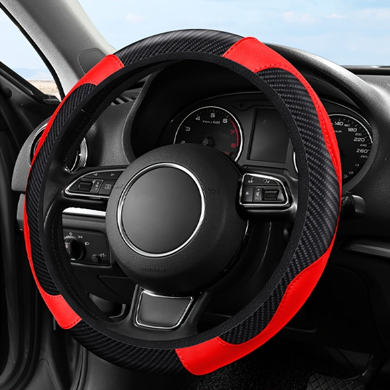 Universal karbon tolasi PU charm qoʻlqopli rul boshqacha yopishqoqsiz 38.1 sm