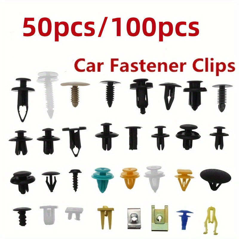 50/100 Pcs Universal Plastic Car Fastener Clips Durable Push-Through Auto Panel Bumper