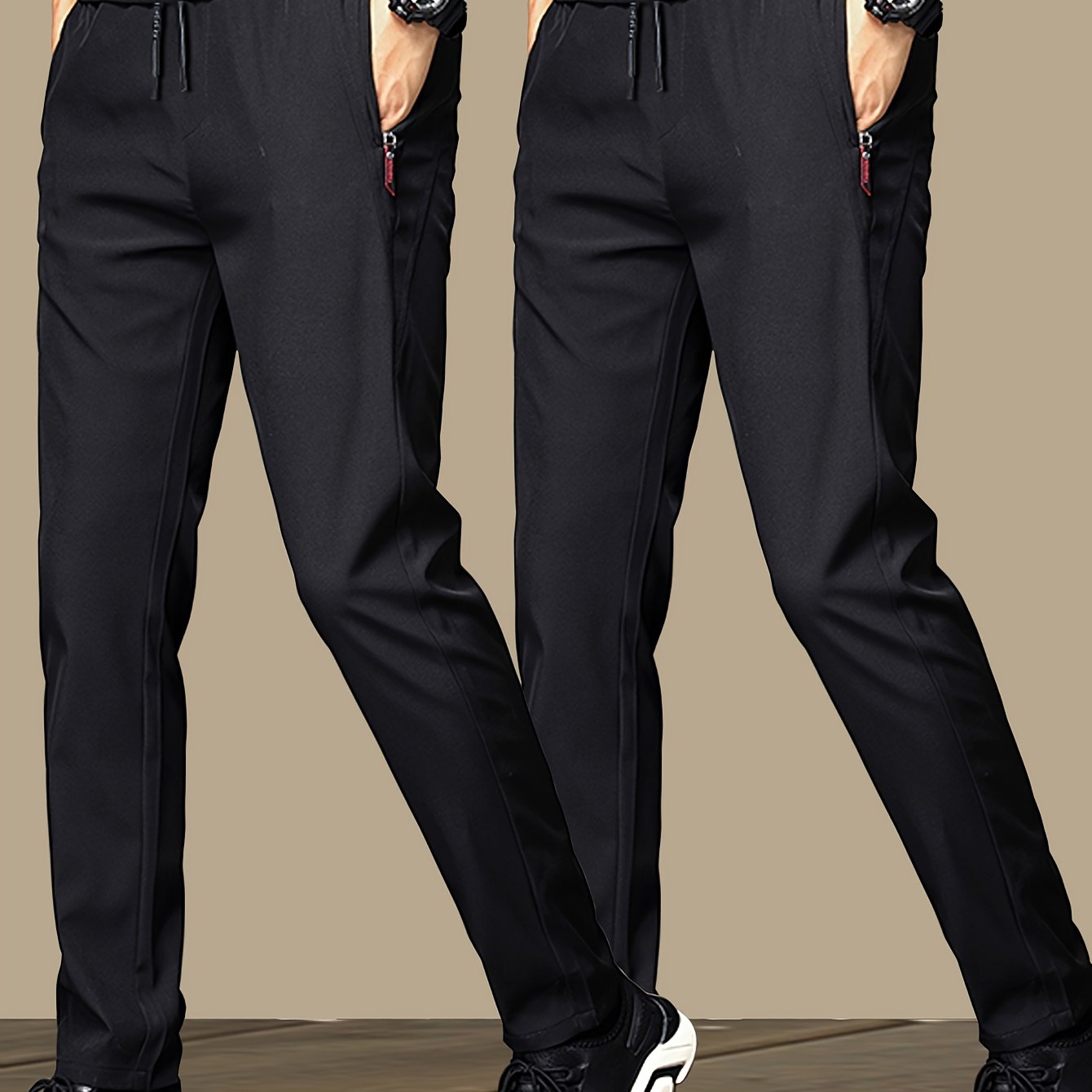 2-Pack Erkaklar uchun Tasodifiy Chiroq Poyabzal, Zip Kichik Cho'ntaklar bilan, Bir Rangli Polyester O'rta Belga Mos Keltirilgan Uzoq Shimlar, Yozga, Tashqi Sayohatga va Erkaklar uchun Sovg'a sifatida mos keladi.