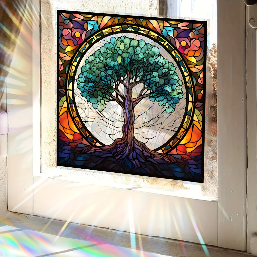 Sunburst Electrostatic Window Cling Tree of Life Reusable Washable PVC Decal