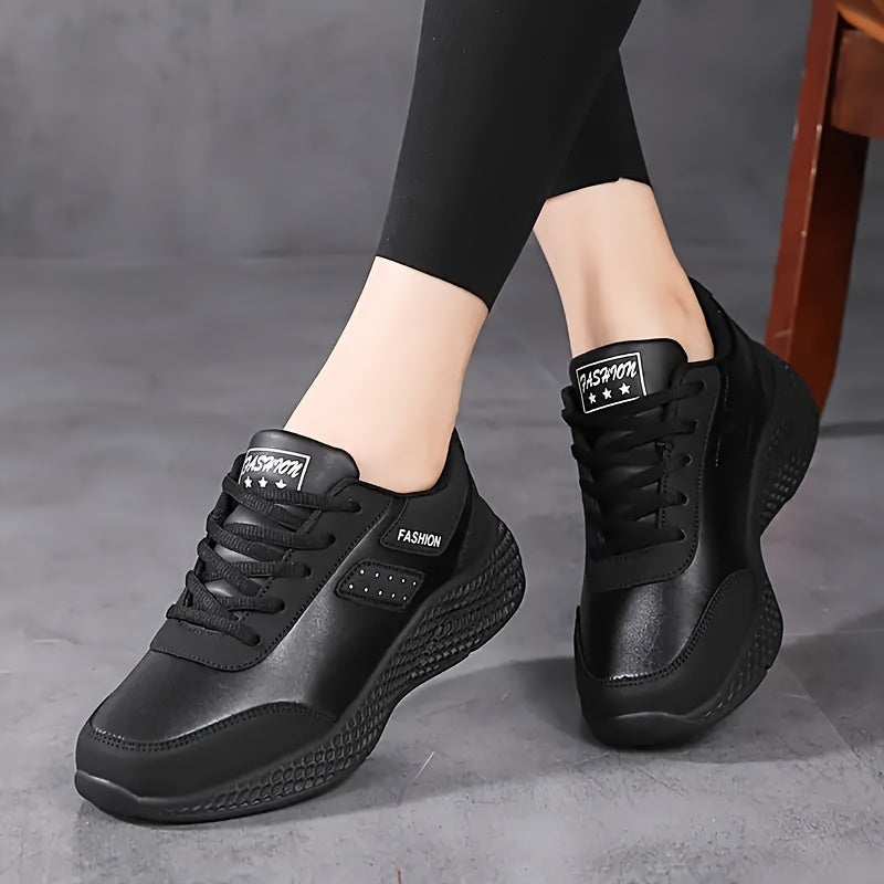 Women's Black Running Shoes with Pink Accents Lightweight Casual Sneakers EVA Sole