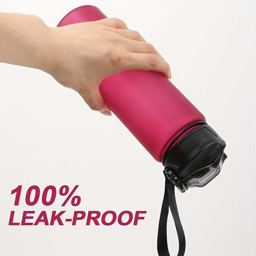 Botella de agua deportiva de 26oz con acabado esmerilado, a prueba de fugas, libre de BPA, de PC con pajilla de silicona y cuerda para llevar