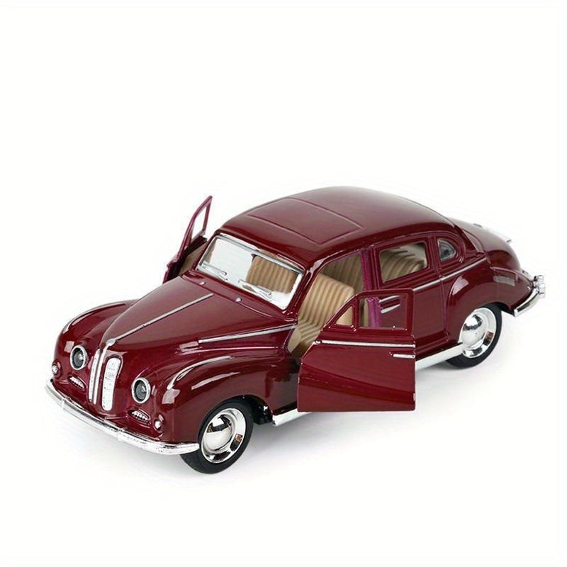 Coche de juguete de arrastre con temática de película vintage a escala 1:32 de metal, regalo para niños