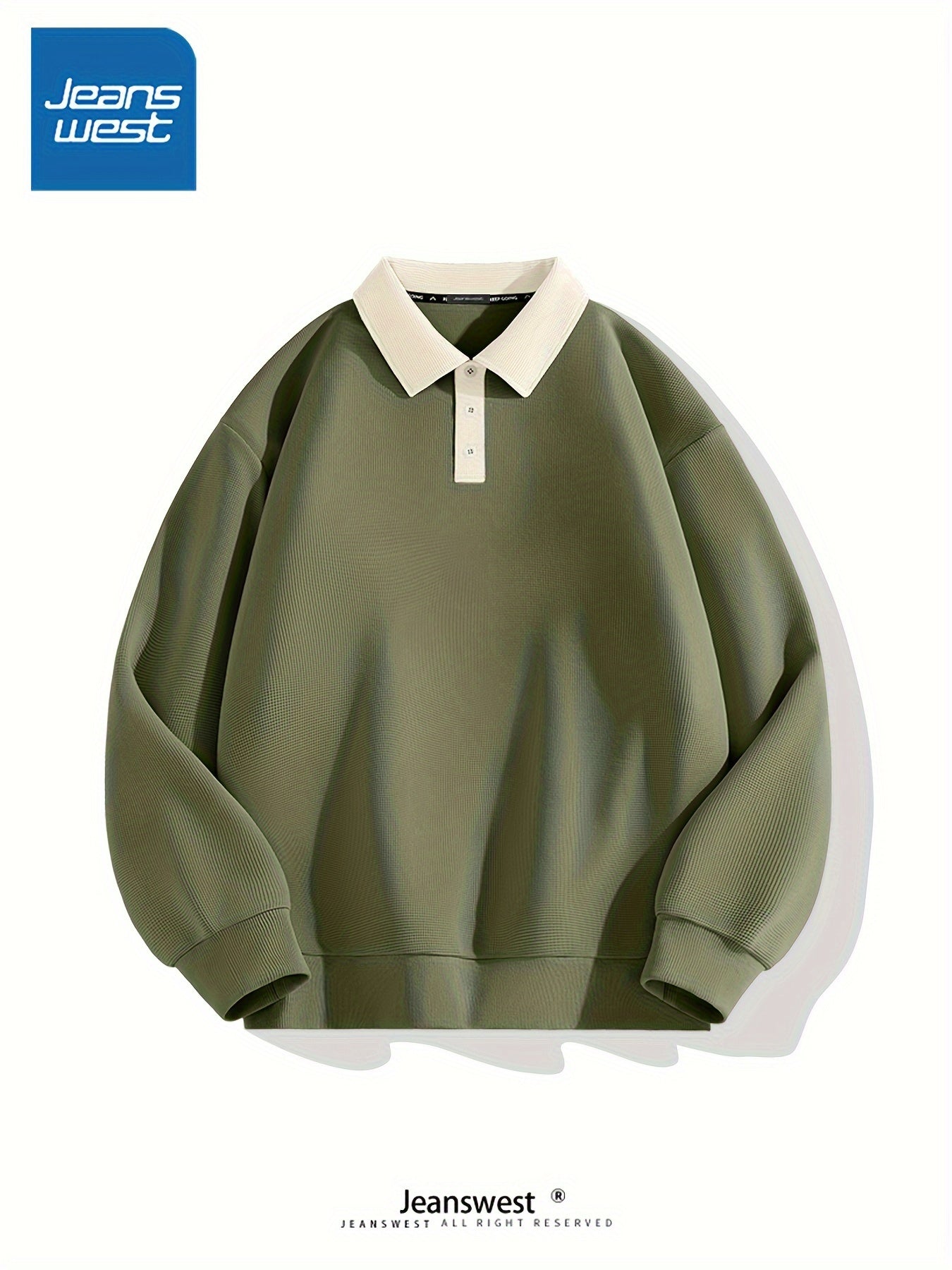 Jeanswest erkaklar uchun polo koftasi, 94% polyester va 6% spandeks to'qilgan matodan tayyorlangan. U ozgina cho'ziluvchanlik, uzun yenglar, tugma tafsiloti bilan lapel yaka, bir xil rang va vafli xususiyatlariga ega.