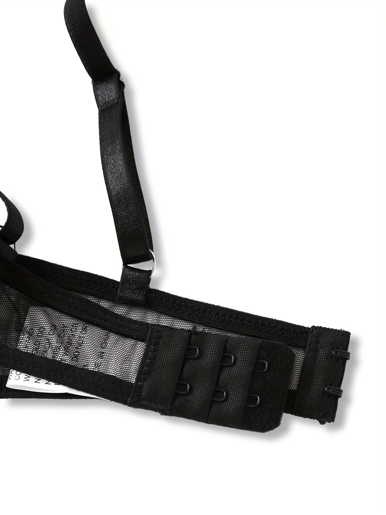 Women's Floral Embroidered Semi Sheer Lingerie Set with Bra and Thong