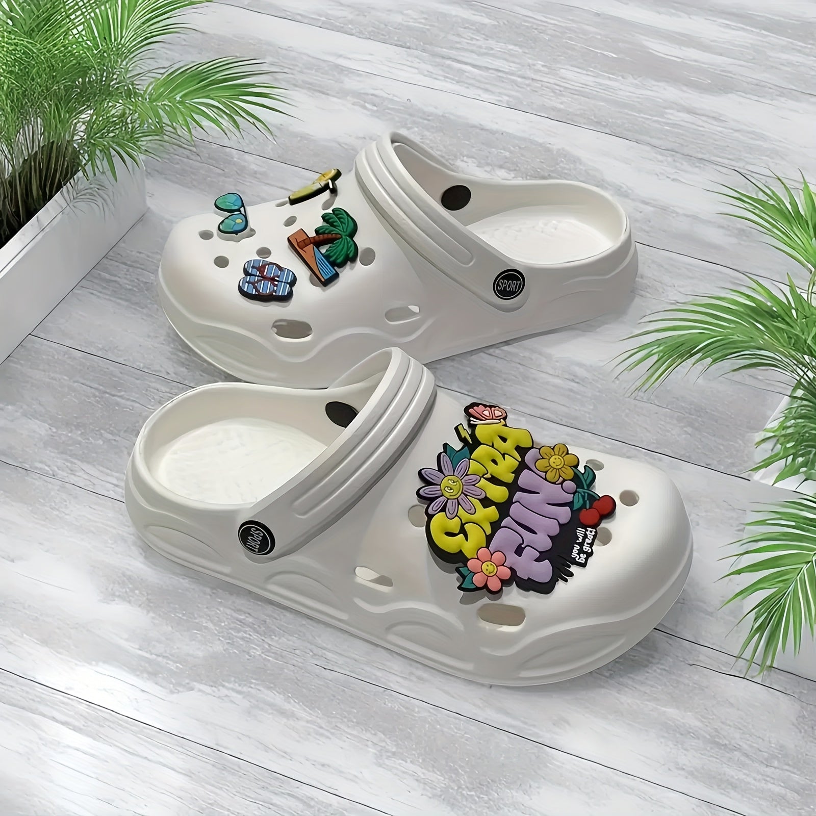 Women's EVA Flat Summer Shoes Beach Water Sandals with Accessories