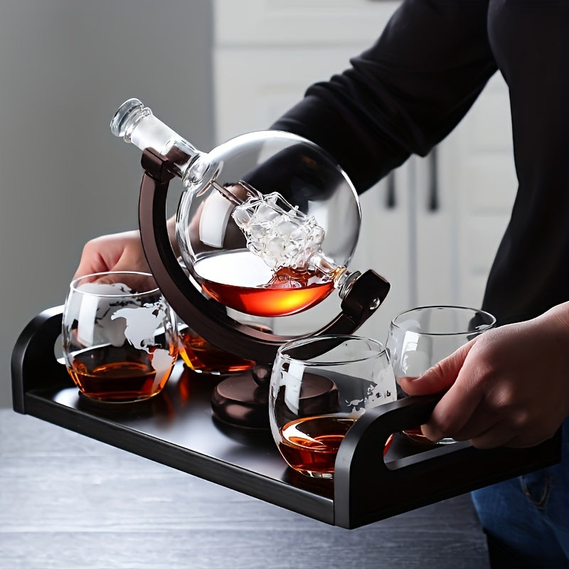 30oz Whiskey Decanter Set with Globe Design for Liquor Scotch Bourbon Vodka
