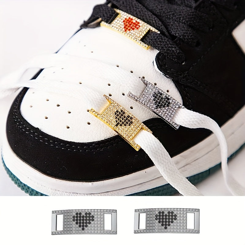 Unisex Heart-Shaped Zirconia Shoelace Buckles Fashion Shoe Accessories