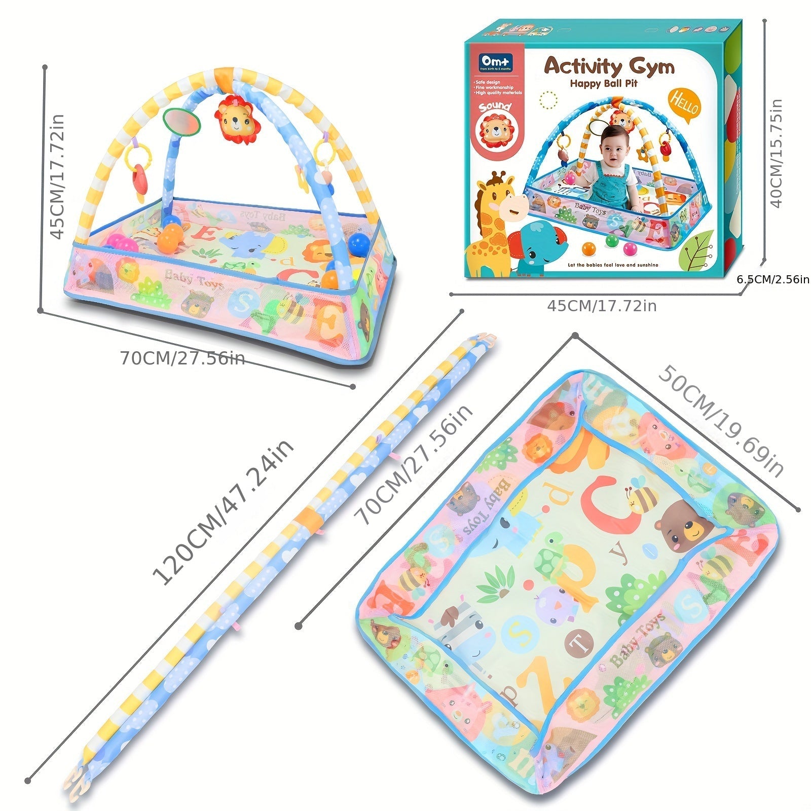 Colorful Play Mat with Activity Gym and Ball Pit for Infants and Toddlers