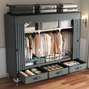 Modern Steel Wardrobe with Sliding Curtain for Bedroom or Dorm Storage