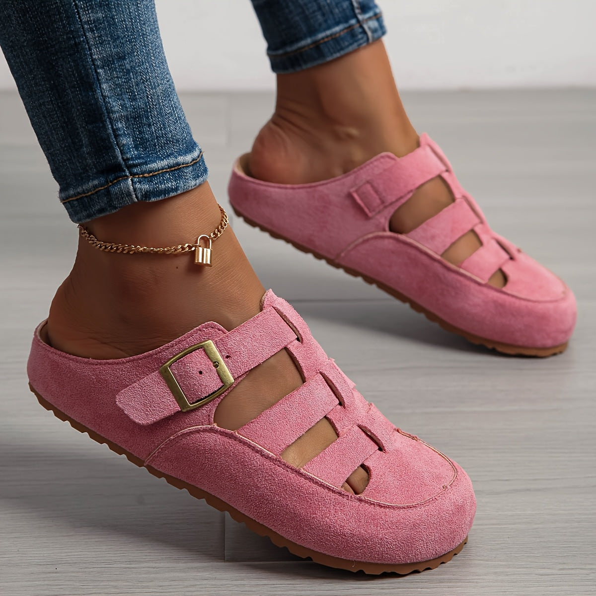 Women's Slip-On Mule Sandals Breathable Fabric Open-Toe Casual Summer