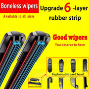 Car Windshield Wiper Blade Set with Adapters 35-71cm Durable Rubber Quiet