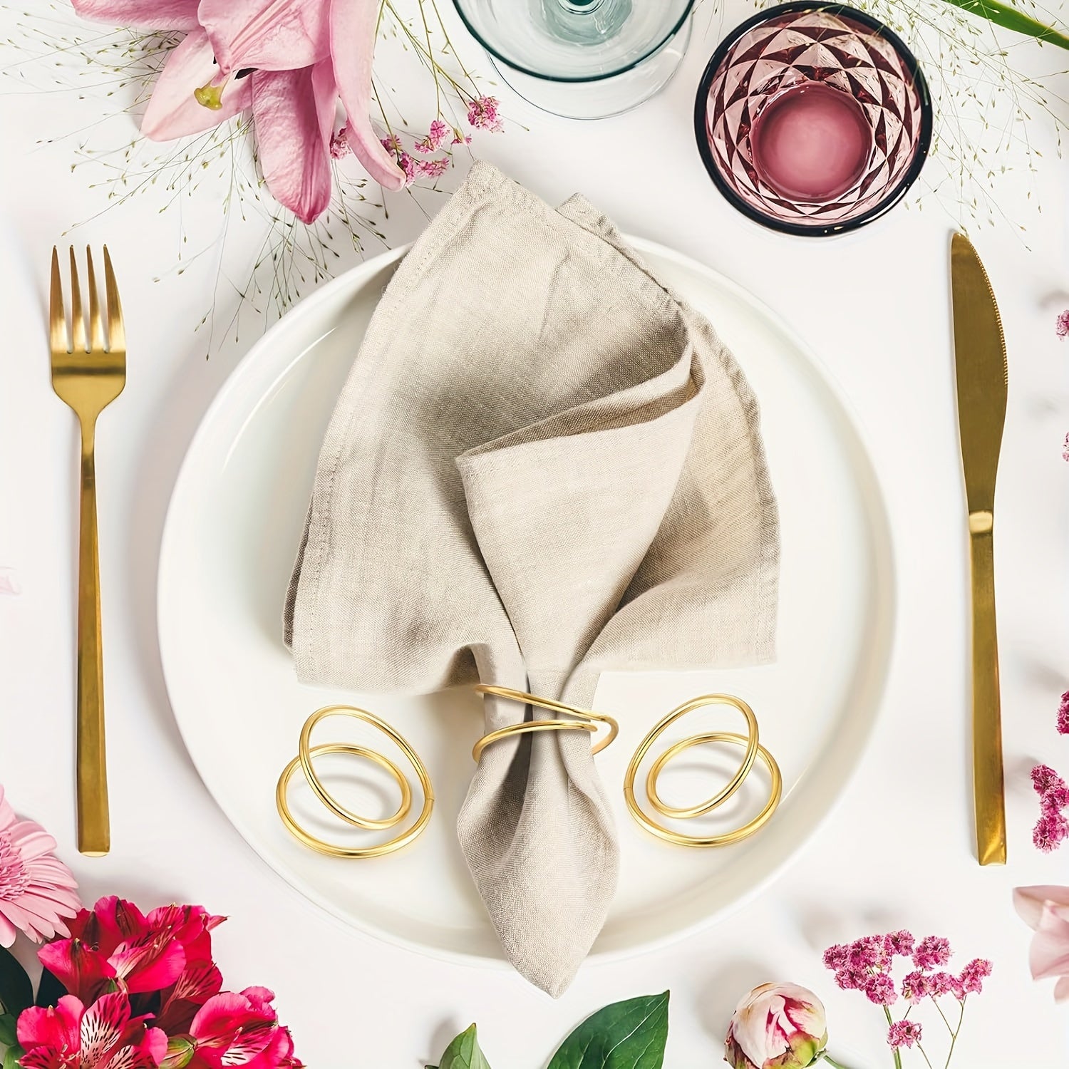 Set of Six Silver-Plated Corrugated Napkin Rings for Hotel and Restaurant Use