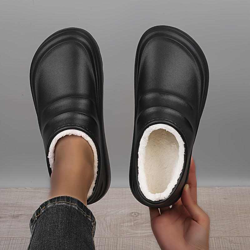 Women's EVA Clogs Comfortable Anti-Slip Winter Work Shoes Black White Collar