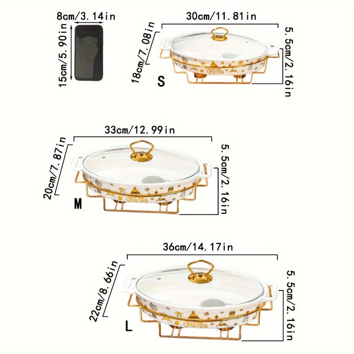 Керамическая рождественская кастрюля с крышкой и железной подставкой - Идеально подходит для приготовления супов, рагу и запеканок на кухне