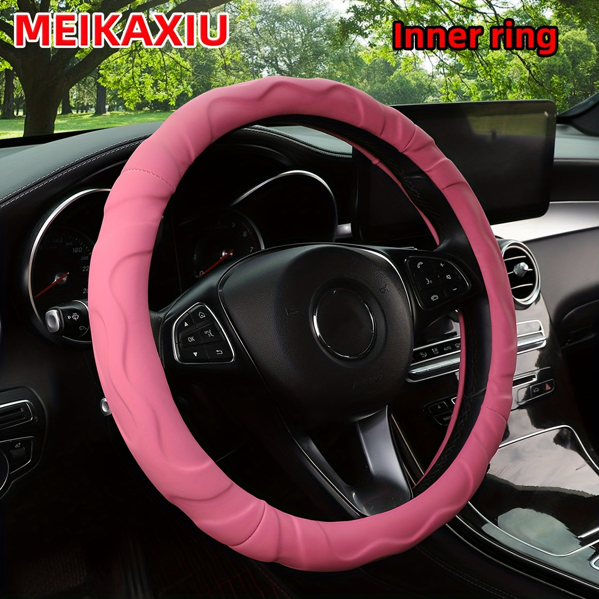 Universal Faux Lambskin Steering Wheel Cover 36-38cm Enhanced Grip Comfort