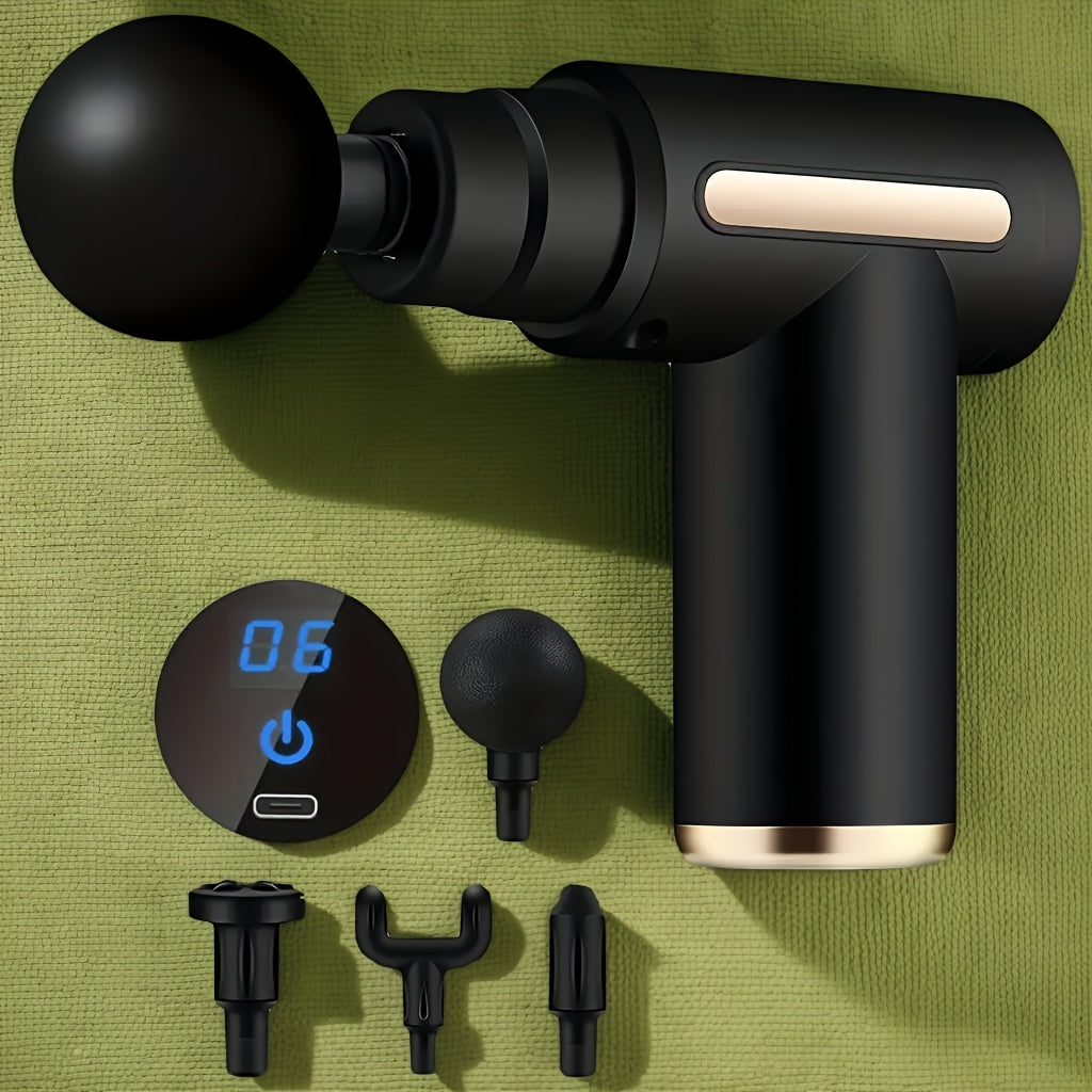 Portable Full Body Massage Gun with LCD Display and 4 Heads for Home Gym Travel
