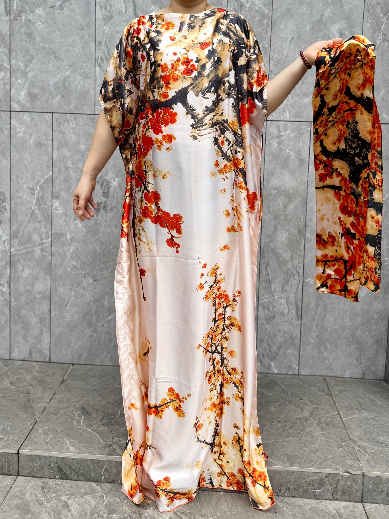 Women's Plus Size Maxi Kaftan Dress Flowy Floral Summer Beachwear