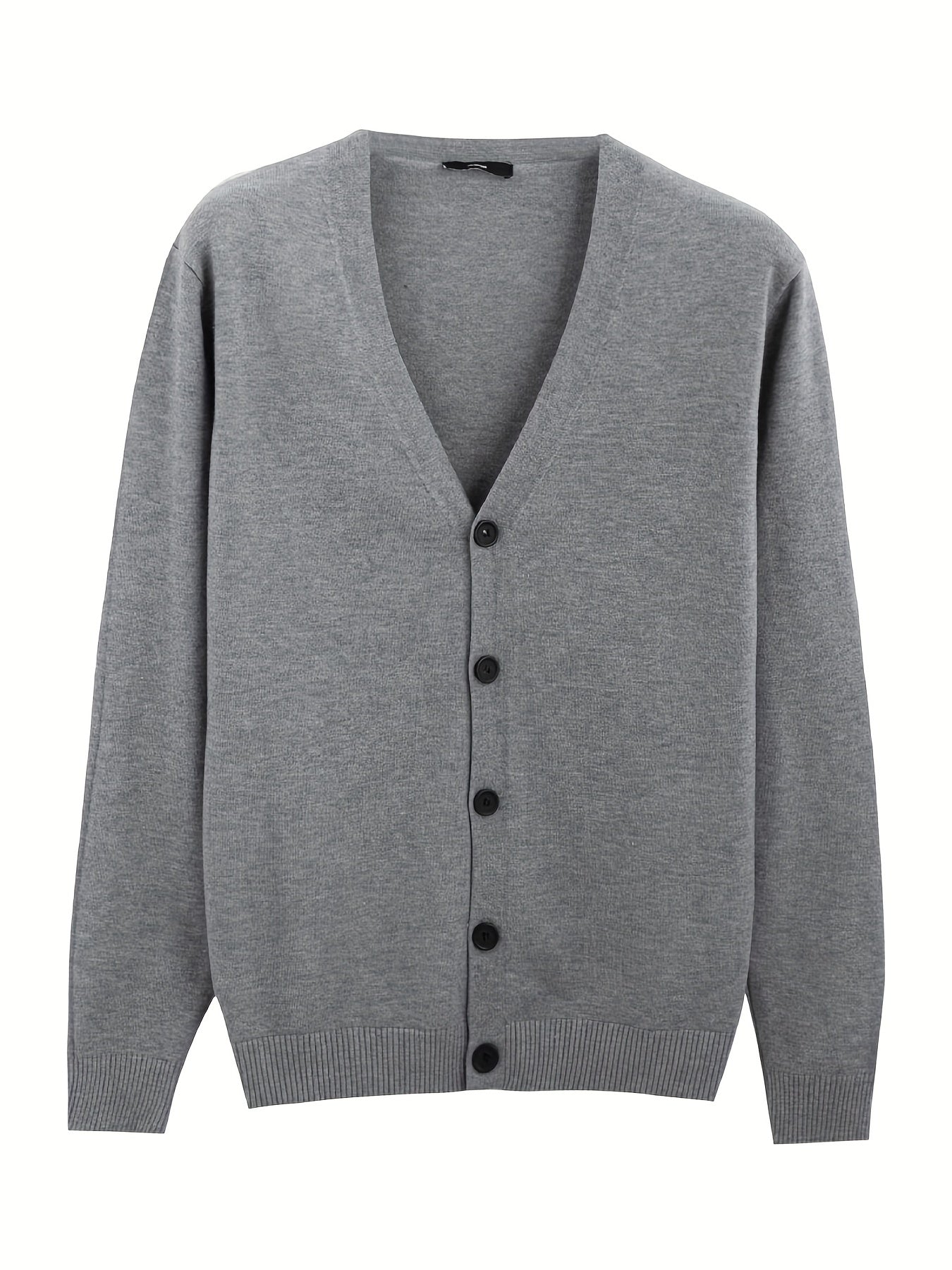 Men's Plus Size V-Neck Cardigan Viscose Blend Long Sleeve Rib Knit Semiformal Spring Fall