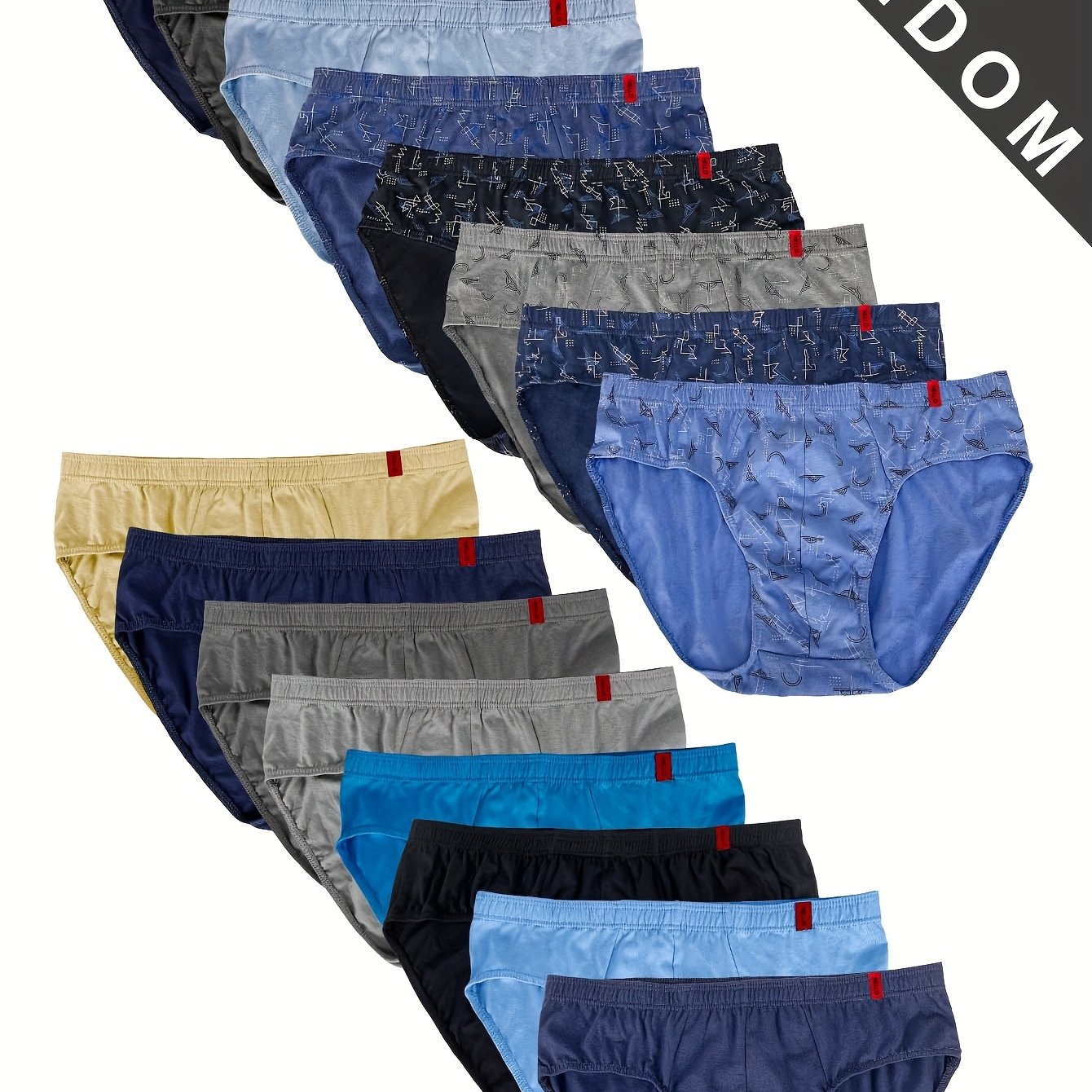 7pcs Men's Cotton Printed Solid Color Briefs Underwear Pack Breathable Comfortable
