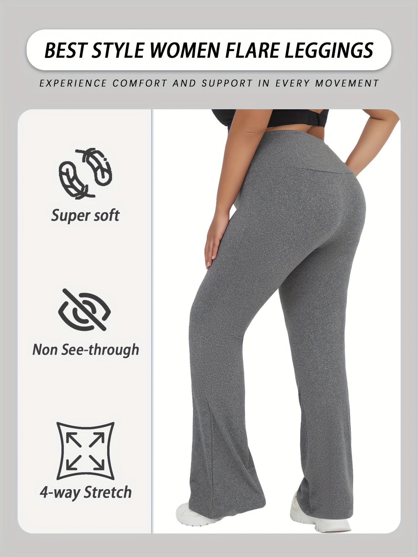 Plus o'lcham ayollar uchun yoga shimlari keng belbog'li yuqori qavatli kengaytirilgan oyoq