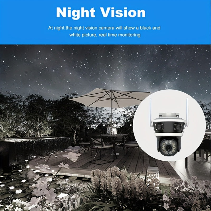Outdoor Security Camera WiFi Night Vision Two-Way Audio Surveillance Camera with Multiple Lenses