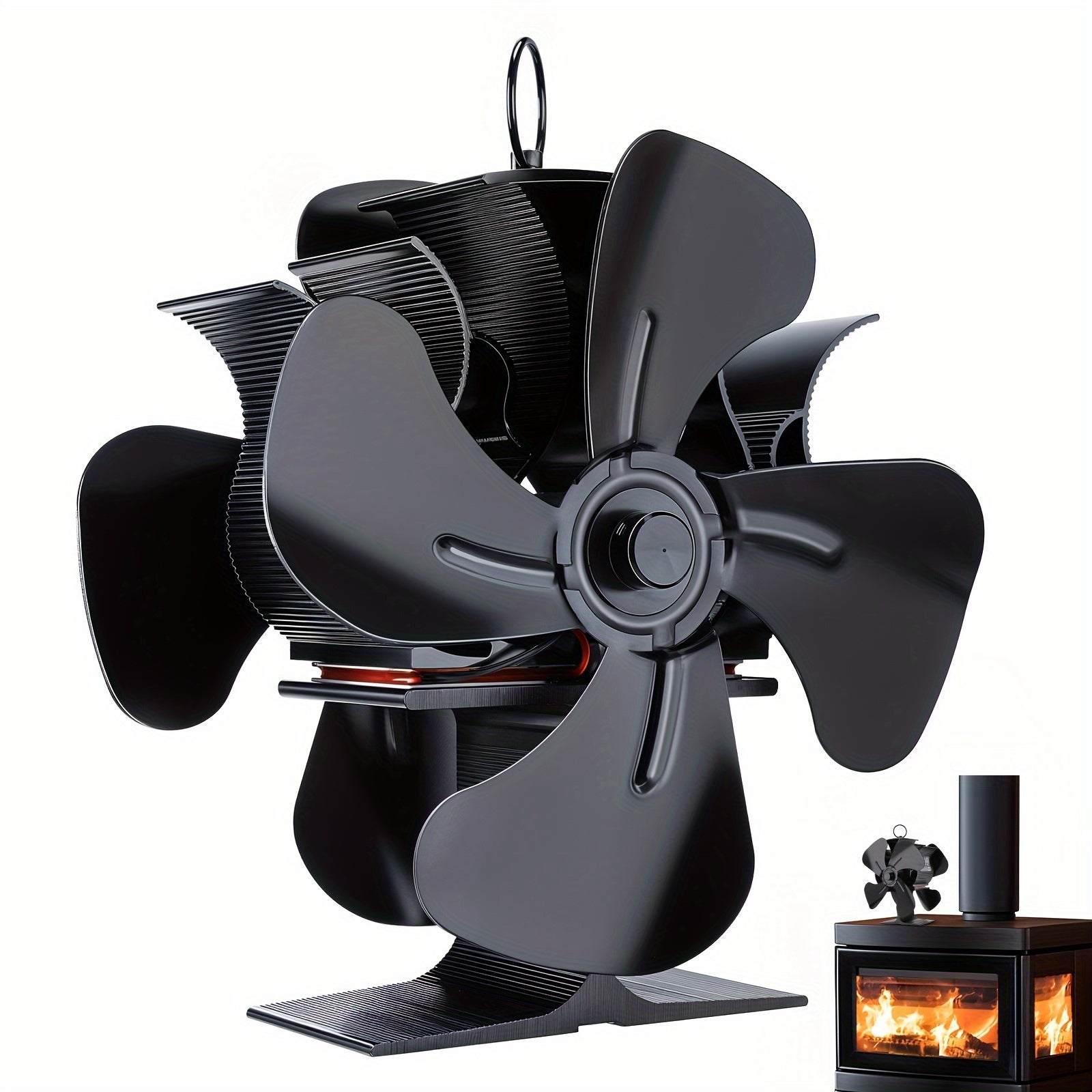 Double Sided Wood Burning Stove Fan with Quiet Motor and 4 Blades for Heat Distribution