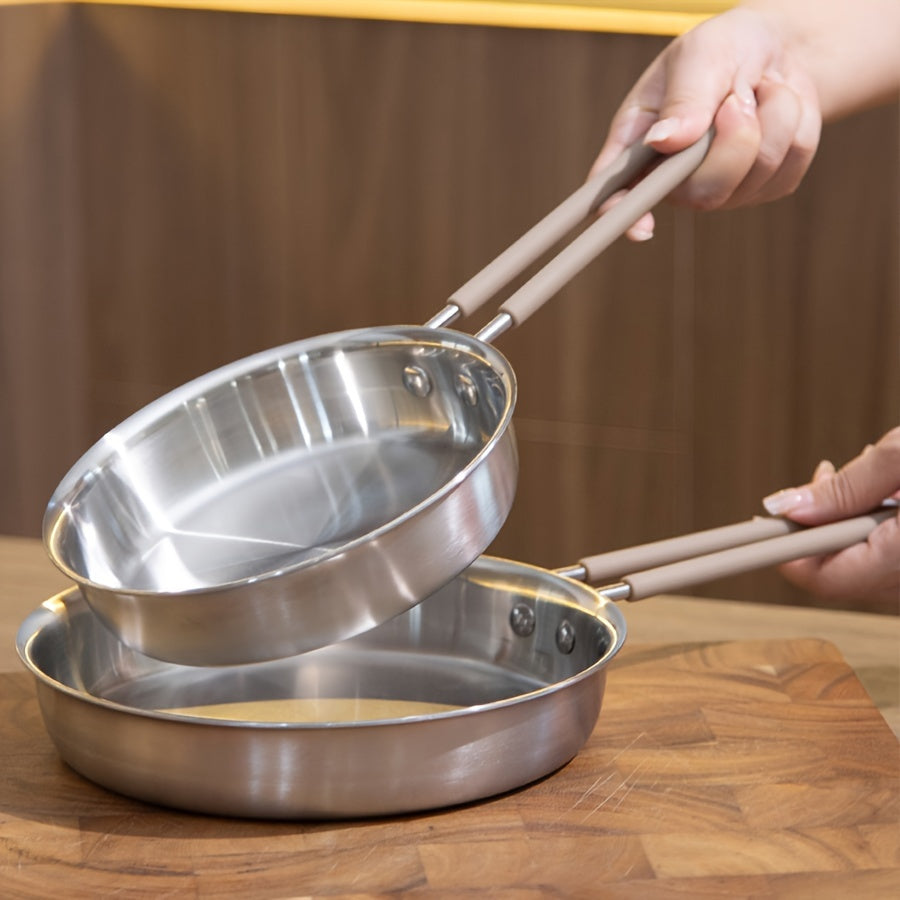 Stainless Steel 3-Layer Frying Pan 15/13 Inch Durable Dishwasher Safe