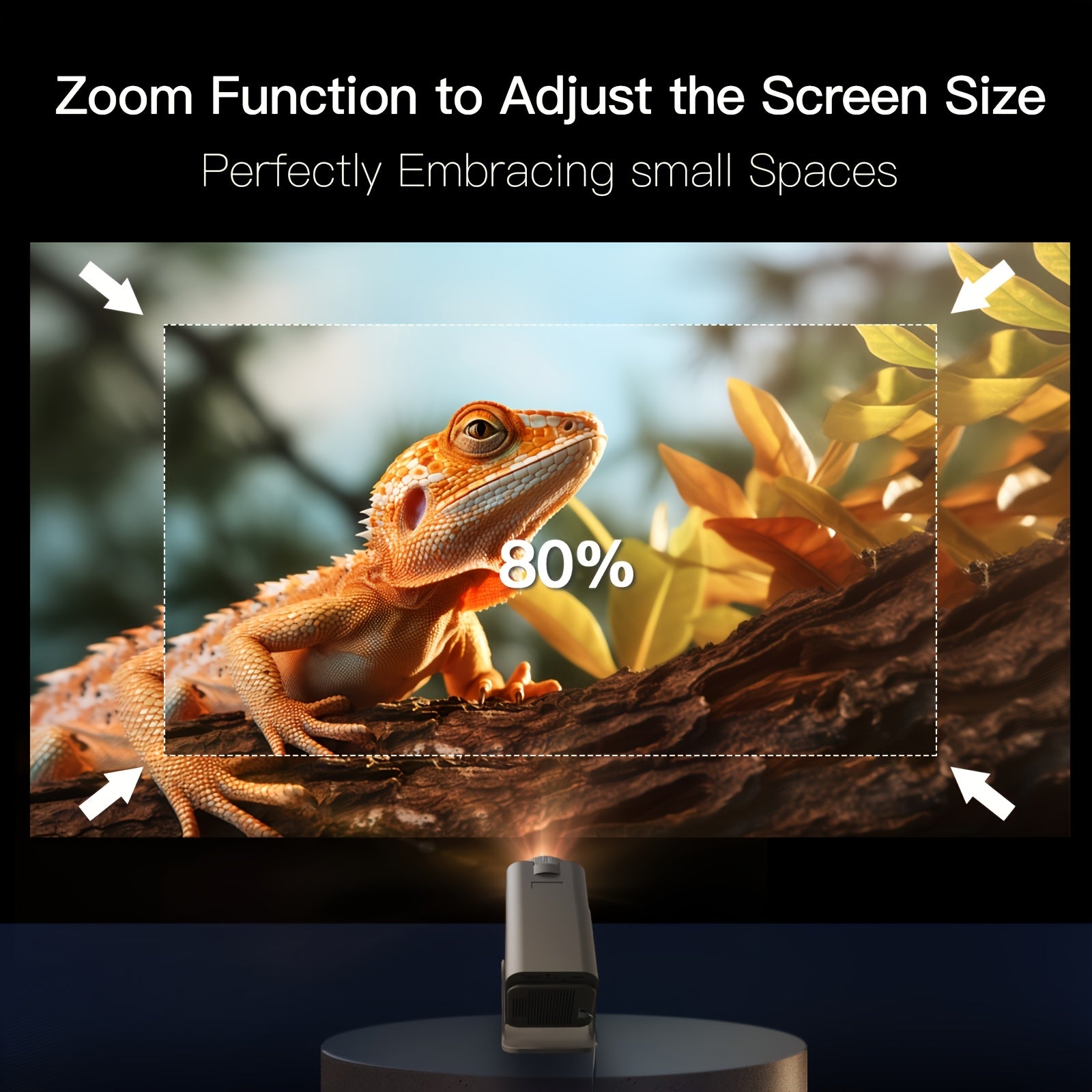 Portable 720P WiFi Projector with 4K Support, 200 Lumens