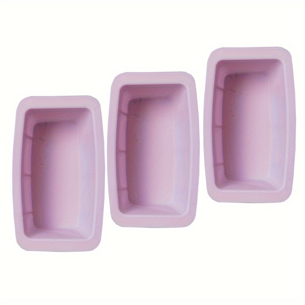 Mini Silicone Toast Mold Set of 3 Rectangular Bread Baking Pans for Pastry and Small Breads