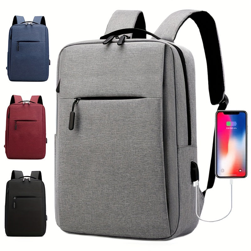 Lightweight Business Laptop Backpack with USB Charging Port Zipper Closure for Travel and Students Black