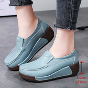 Women's Slip-On Loafers with Mid-Top Design Faux Leather Round Toe Mid Heel All-Season
