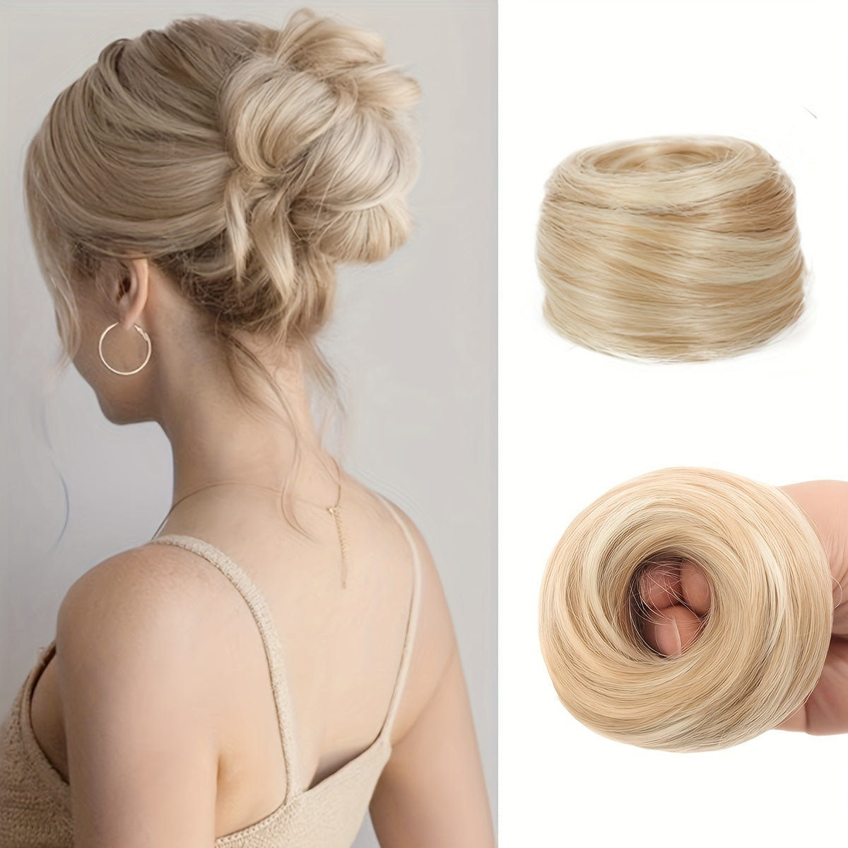 Women Synthetic Hair Bun Ponytail Extension 3-Inch Elastic Donut for Casual and Party Wear
