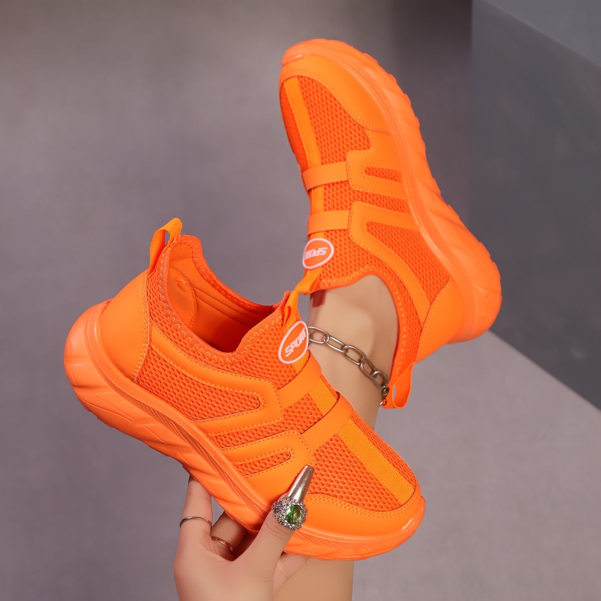 Women's Breathable Slip-On Sneakers with Thick Sole in Bright Pink