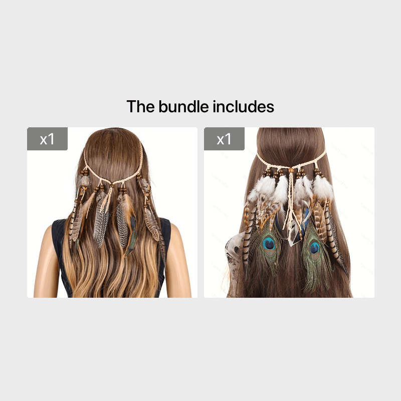 Bohemian Peacock Feather Headband with Tassels for Women