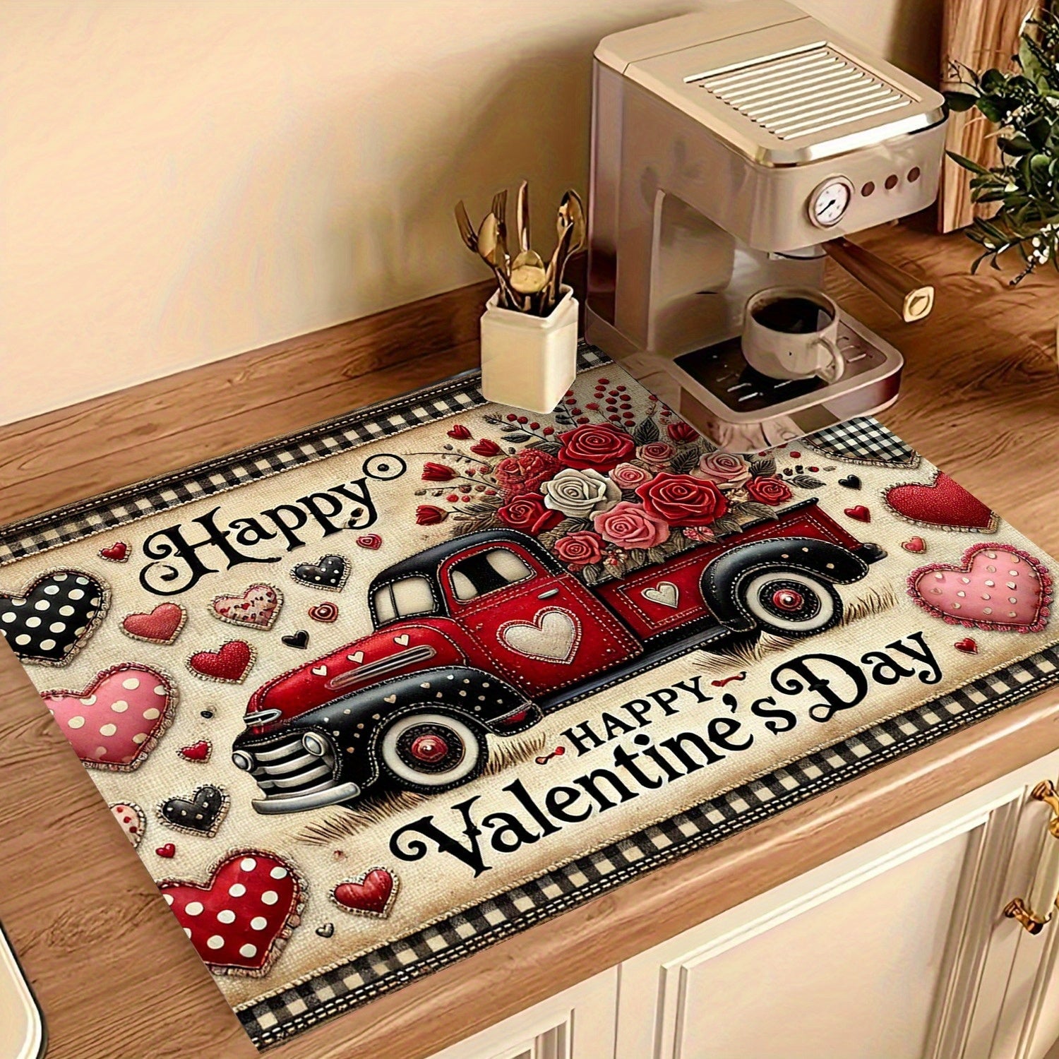 Valentine's Day Stove Panel Protector Red Truck Heart Heat Scratch Resistant