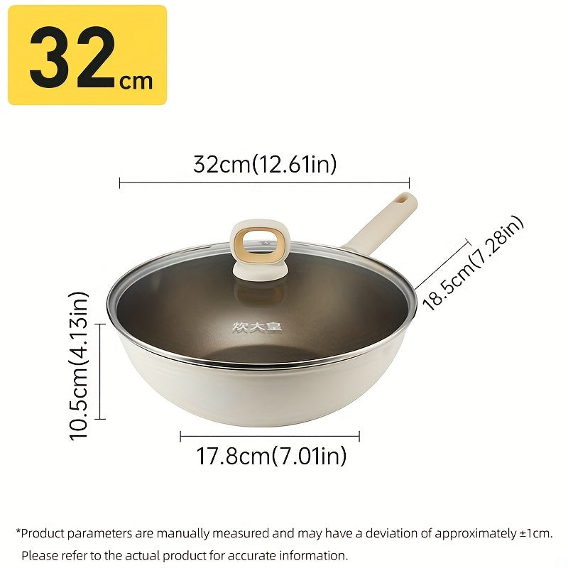 Titanium-Coated Non-Stick Wok Pan with Lid Induction Ready All Cooktops