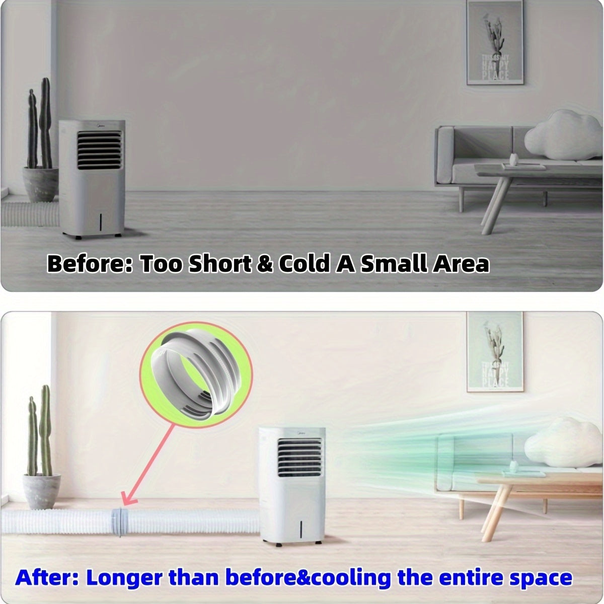 Portable AC Exhaust Hose Connector 12.95cm 14.99cm ABS Plastic Durable Heat Insulation