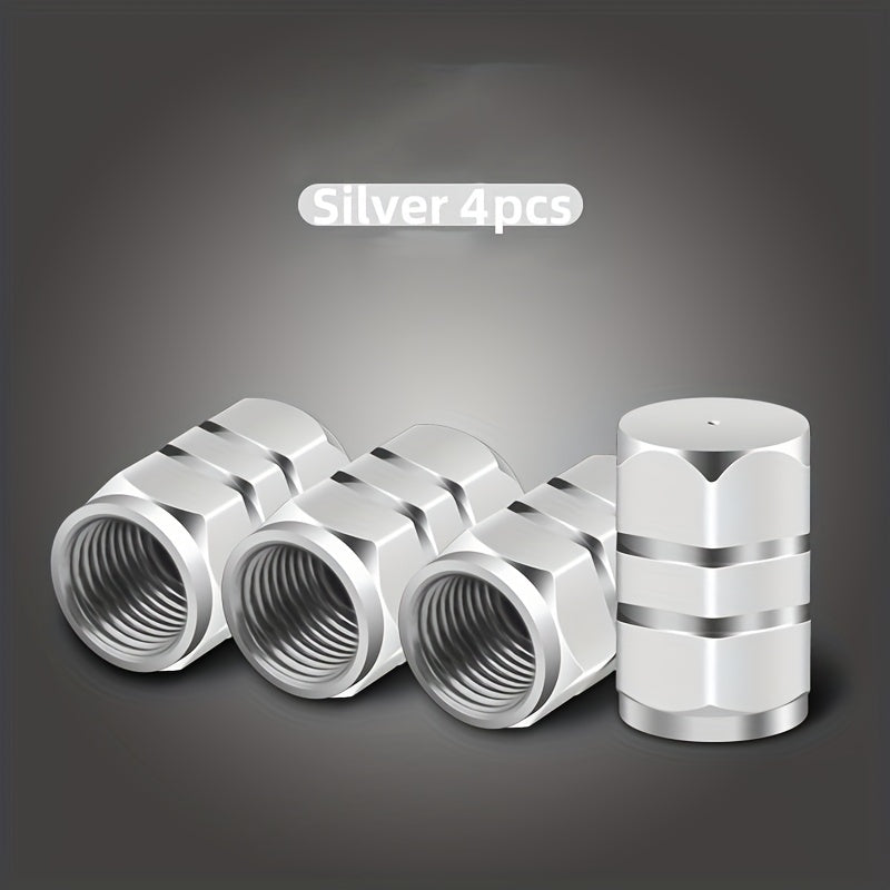 Set of 4 Aluminum Alloy Car Tire Valve Caps Dustproof for Vehicles