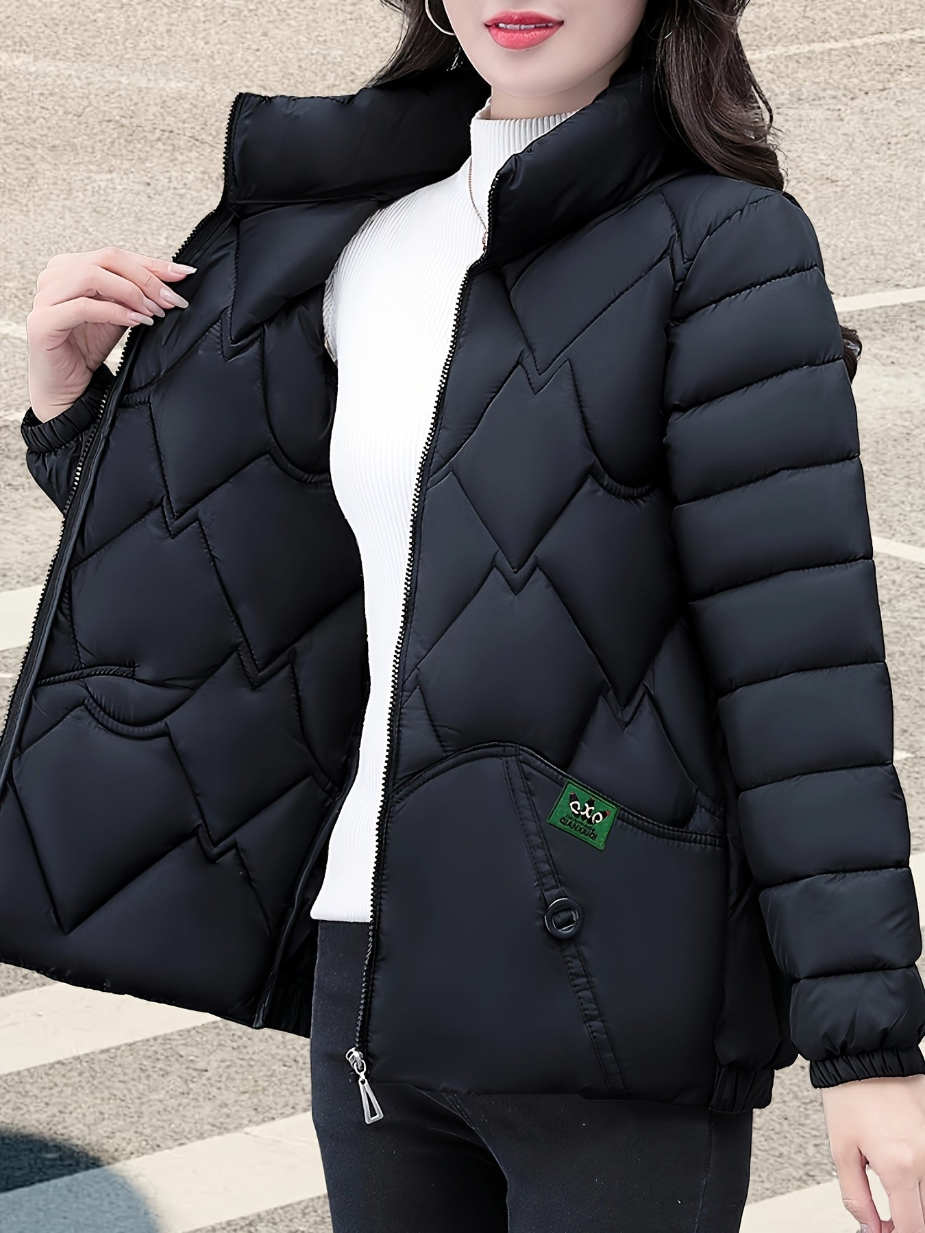 Women's Embroidered Polyester Ruffle Sleeve Coat with Pleated Hem