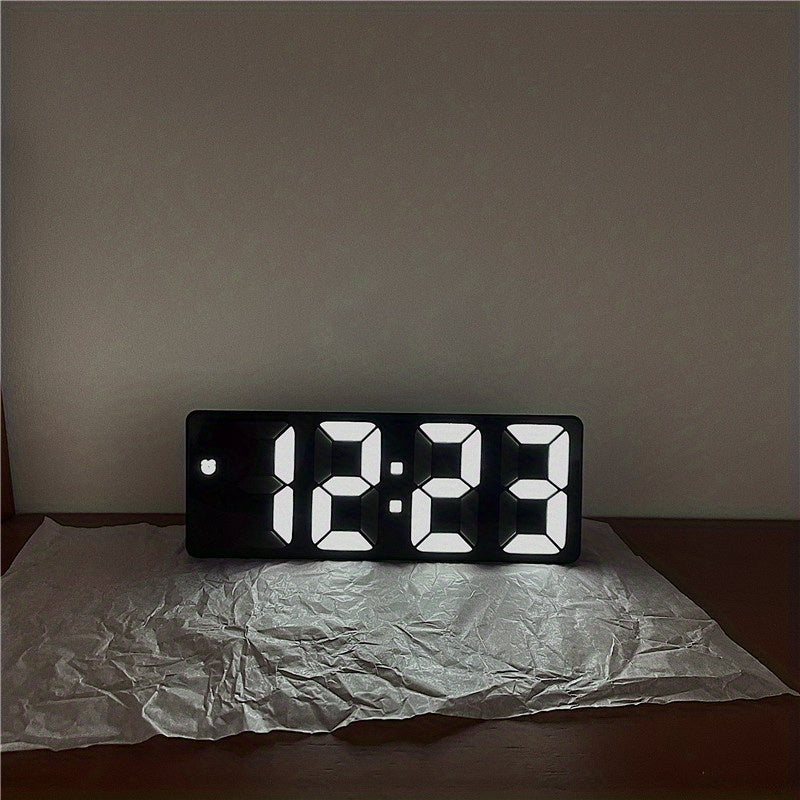 Smart LED Desk Alarm Clock with Voice Control Silent Snooze Wake Up