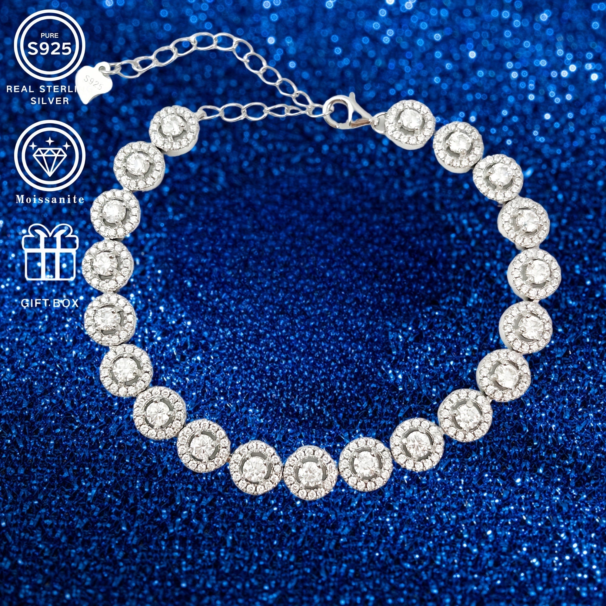 Luxury 0.1 Carat Moissanite Tennis Bracelet in Sterling Silver for Weddings and Gifts