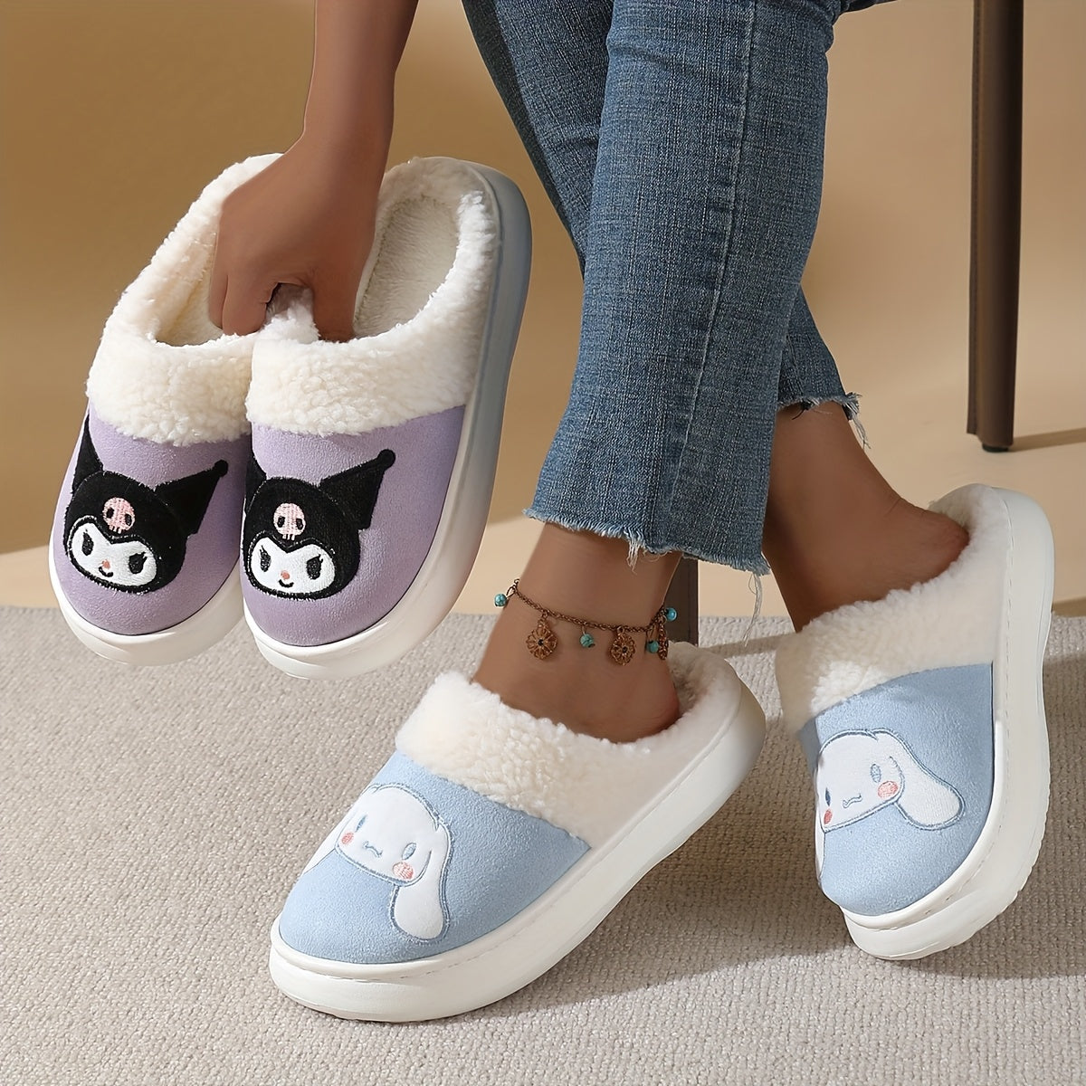 Women's Warm Cartoon Indoor Outdoor Slippers Anti-Slip Thick Soled