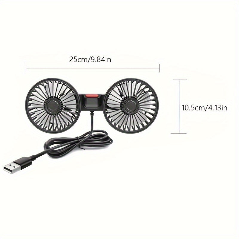 Car Fan for Cars and Home, Dual-Headed Air Conditioner, 360° Rotation
