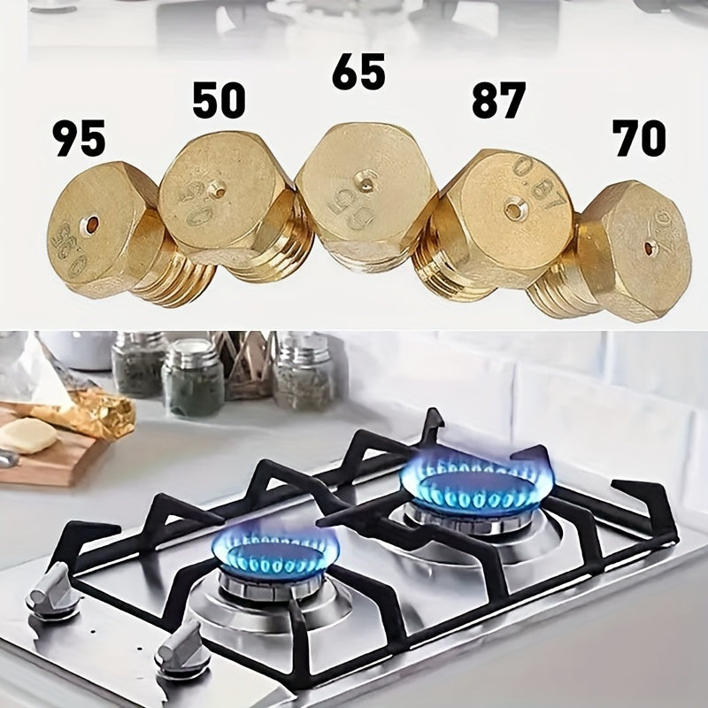 Sabafu pechlari uchun 5 ta yuqori sifatli mis gaz pechlari nozullari, aniq olov nazorati uchun 0.5/0.65/0.7/0.87/0.95mm yonish joyi o'lchamlari.