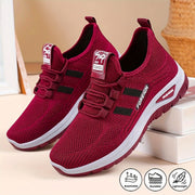 Women's Breathable Knitted Sports Shoes Black Red Stripes All Seasons