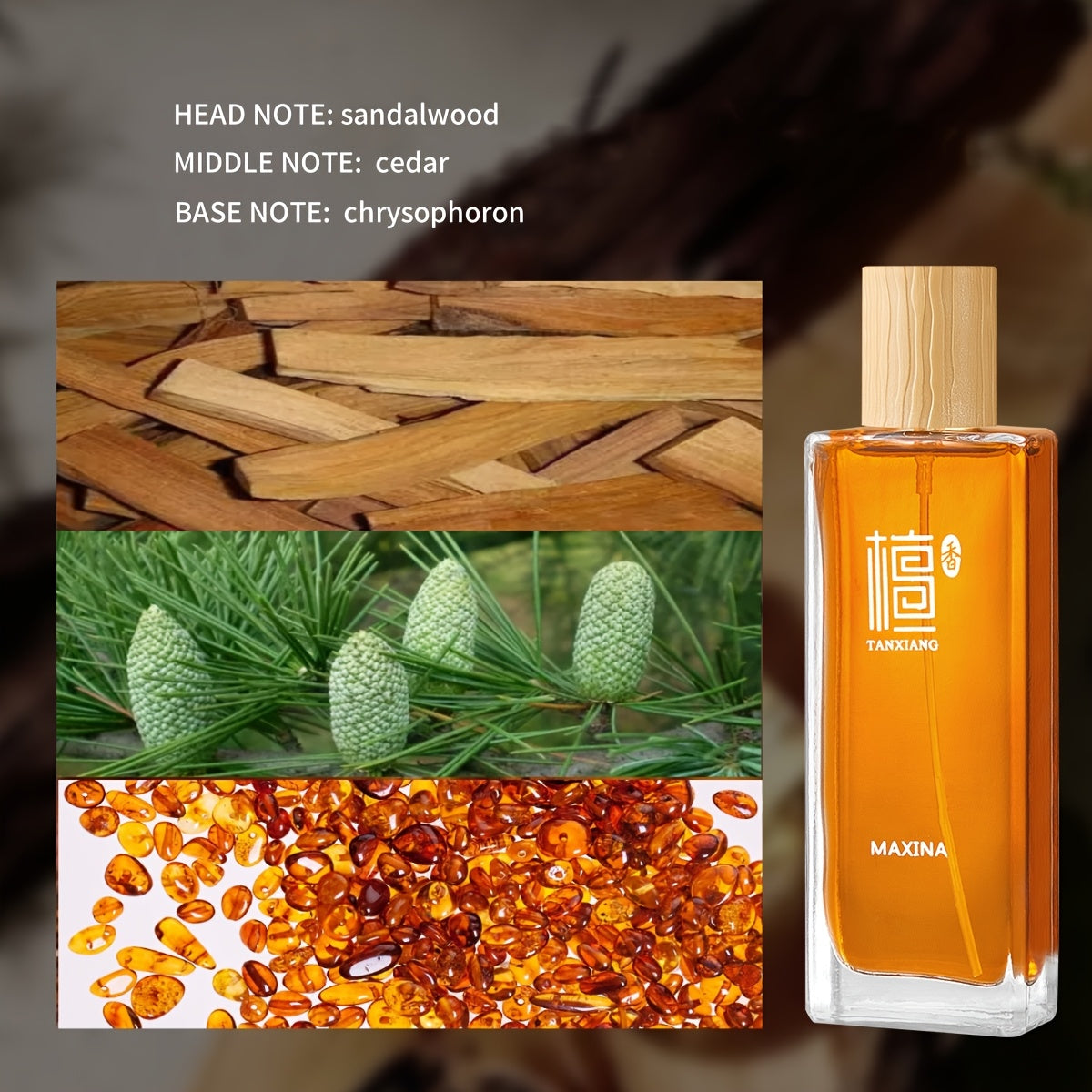 Women Sandalwood Perfume Liquid 3-5% Essential Oil Woody Fragrance Gift