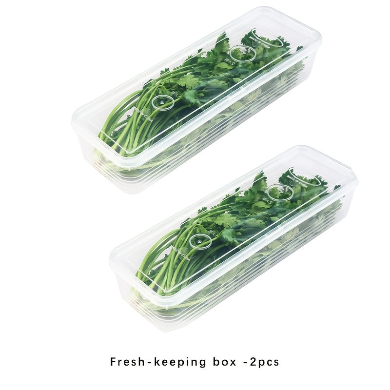 Set of 2 Plastic Food Storage Containers with Seals for Fresh Vegetables